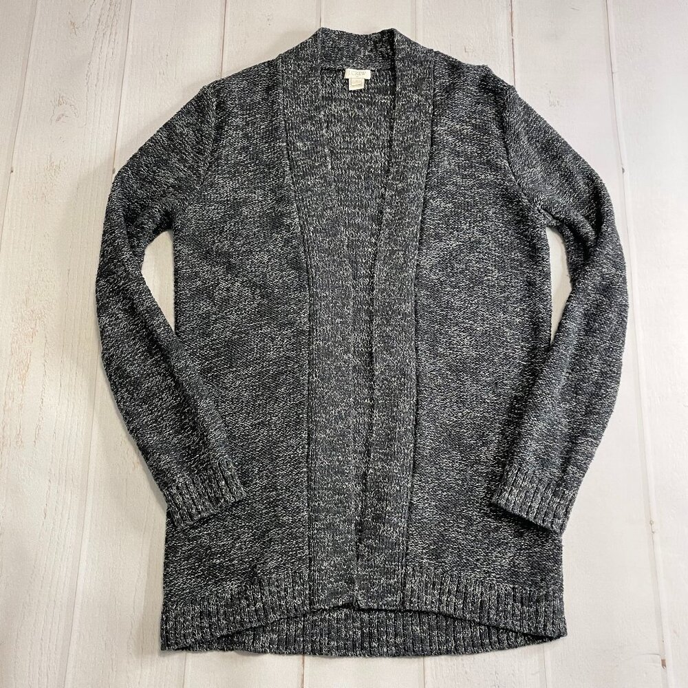 J. Crew - Women’s Heathered Black Long Cardigan - Size Medium